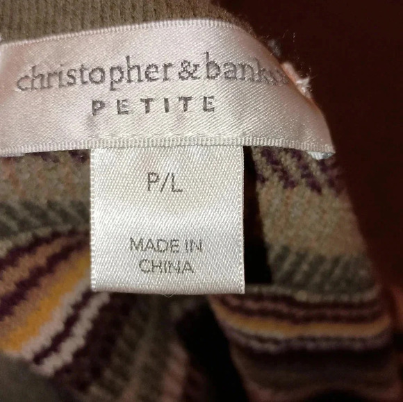 CHRISTOPHER & BANKS Brown Coatigan long sleeve multicolor sweater Dustercardigan - Picture 2 of 9